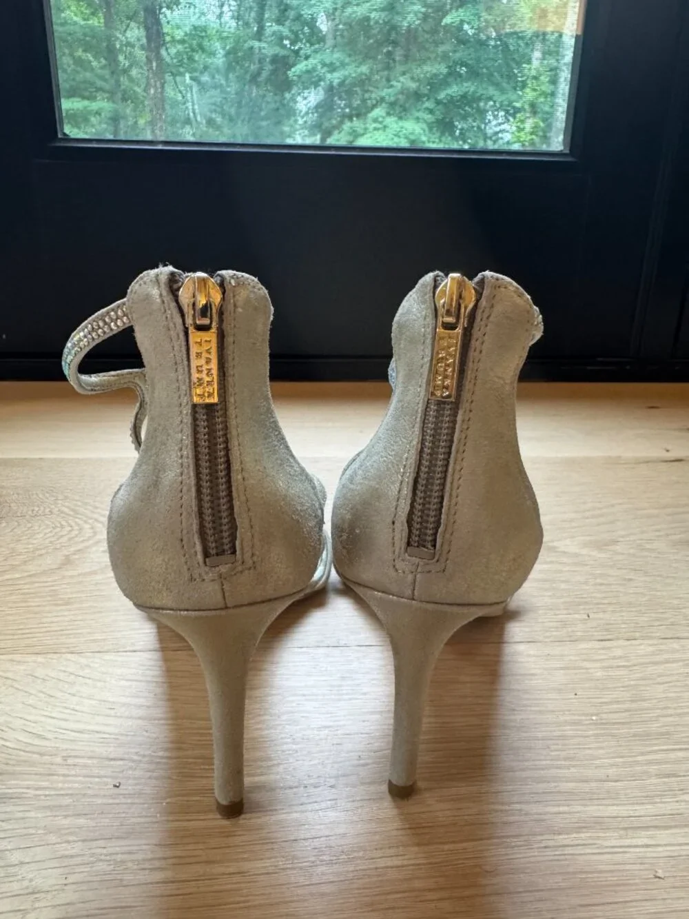 Ivanka Trump Gold Crystal Rhinestone Strappy Heels Size 9.5